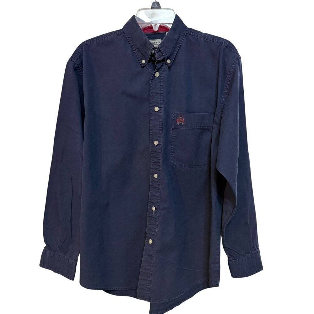 Bugle Boy Blue Twill Button Down Shirt Men's Size Medium VTG? Preppy Academia